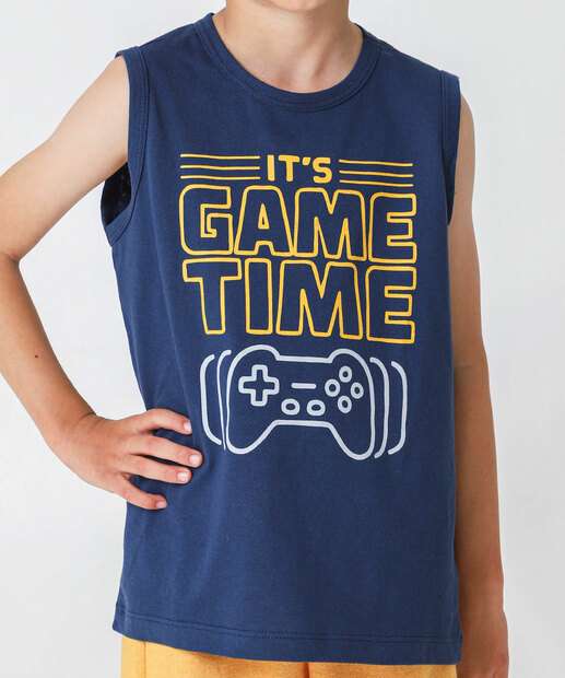 Regata Infantil Estampada Marisa Tam 4 a 10 Azul