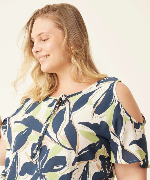 Blusa Plus Size Feminina Estampada Manga Curta Marisa