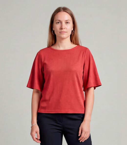 Image_Blusa Feminina Manga Gôde Ampla Infinita Cor Laranja