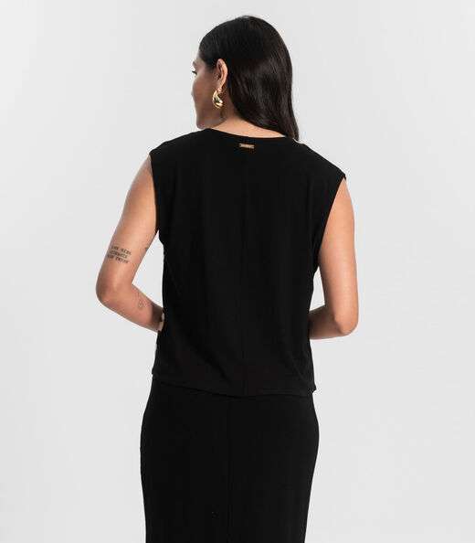 Regata Ampla com Estampa Preto