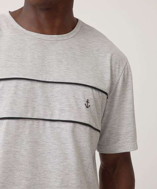 Pijama Masculino Listras Manga Curta Marisa Cinza