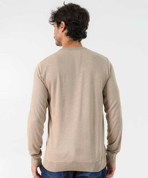 Suéter Masculino Tricô Básico Marisa Bege