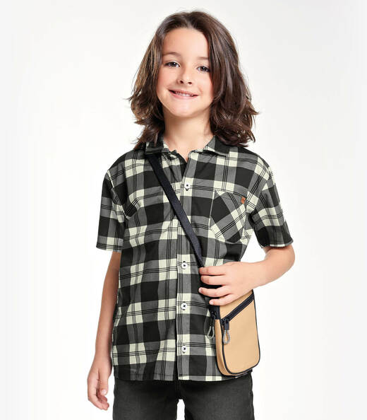 Camisa Xadrez Infantil Menino Trick Nick Preto