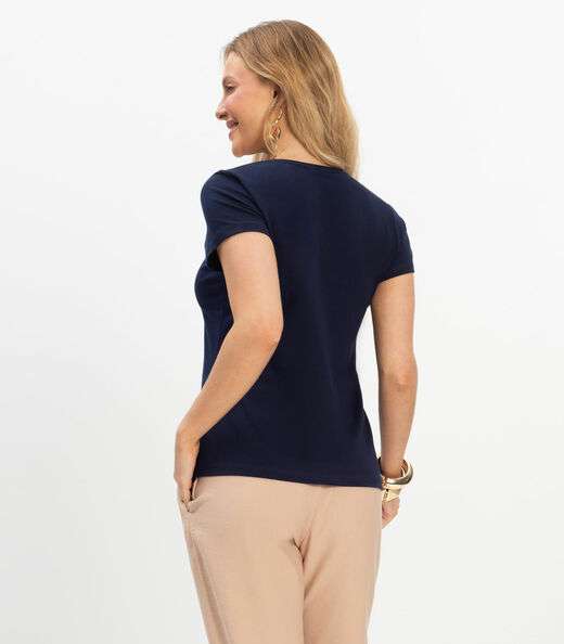 Blusa Feminina Cotton Leve Básica Rovitex Azul