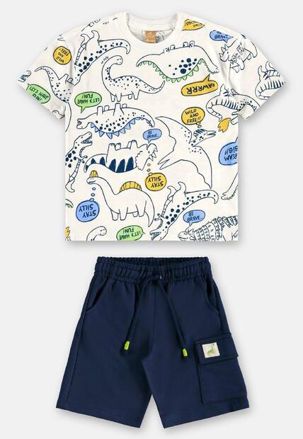 Conjunto Camiseta Dinos Bermuda Up Baby