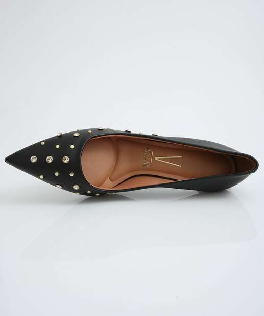 Scarpin Feminino Strass Bico Fino Salto Fino Vizzano