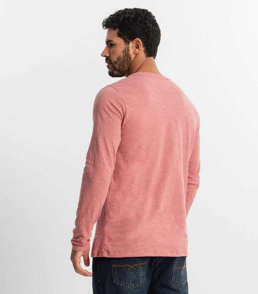 Camiseta Masculina Manga Longa Básica Diametro Rosa