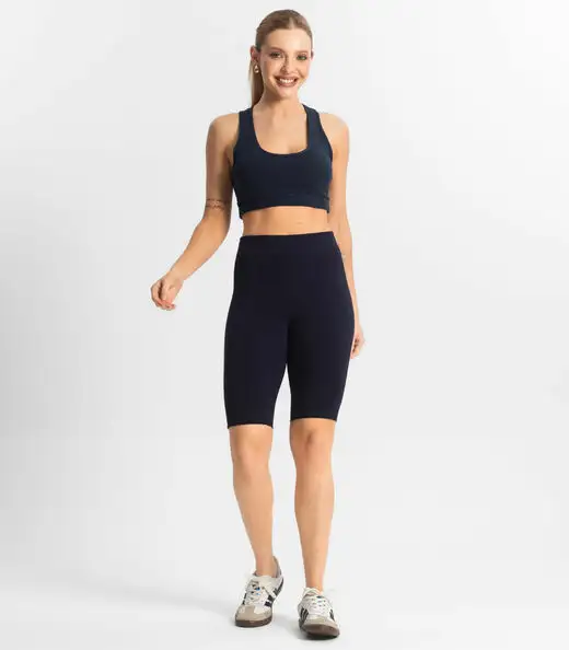 Top Fitness Feminino em Cotton Pesado Select Azul