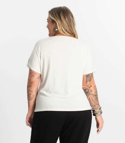 Blusa Feminina Manga Curta Secret Glam Bege