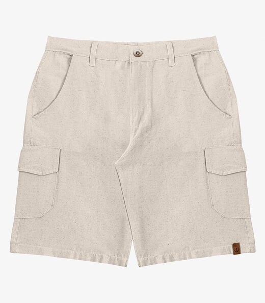 Bermuda Masculina Sarja Com Bolsos Cargo  Shift Bege