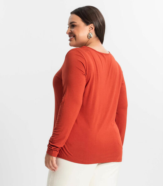 Blusa Manga Longa Viscotorcion Secret Glam Laranja