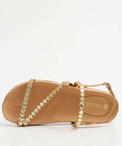 Sandália Feminina Rasteira Tachas Via Uno 