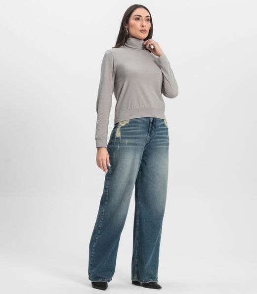 Blusão Gola Alta Infinita Cor Feminino Cinza