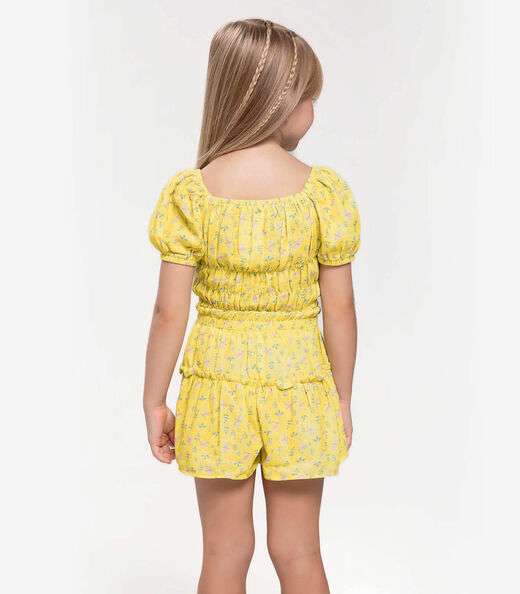 Conjunto Infantil Ciganinha Com Shorts Trick Nick Amarelo