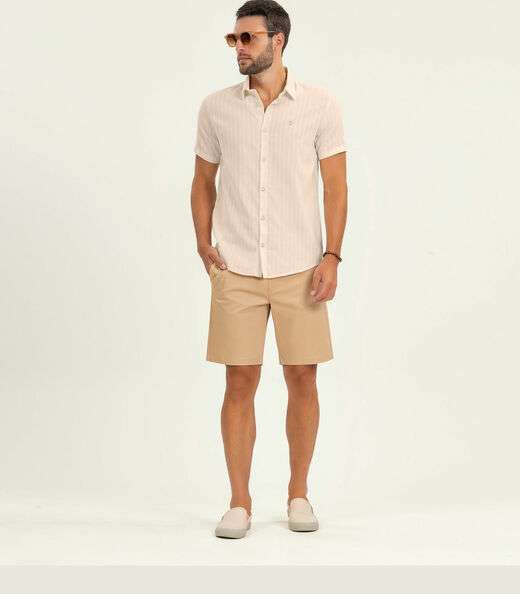 Camisa Masculina Manga Curta Diametro Bege