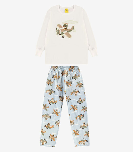 Pijama em Meia Malha Rovi Kids Bege