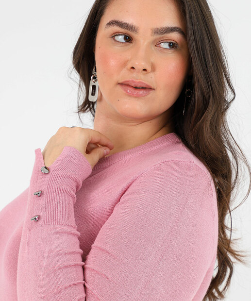 Suéter Feminino Plus Size Marisa Rosa 