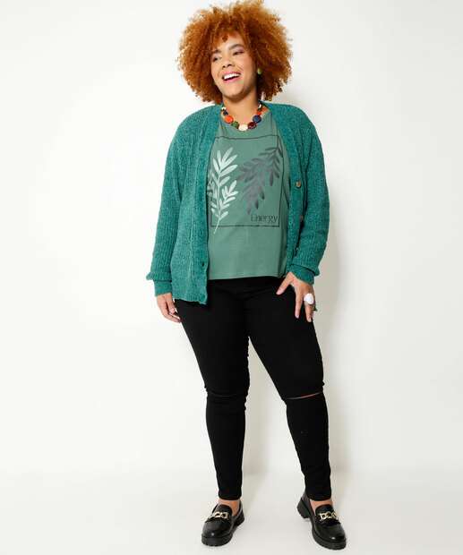 Blusa Plus Size Feminina Estampa Folhas Marisa