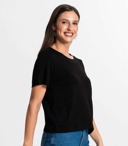 Blusa Feminina Manfa Curta Rovitex Preto