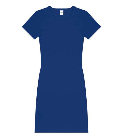 Vestido Acinturado Em Ribana Canelada Rovitex Azul