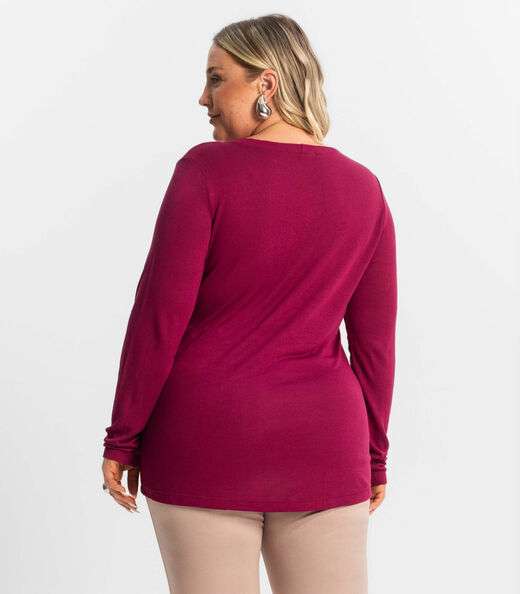 Blusa Manga Longa Visco Tricot Secret Glam Vermelho