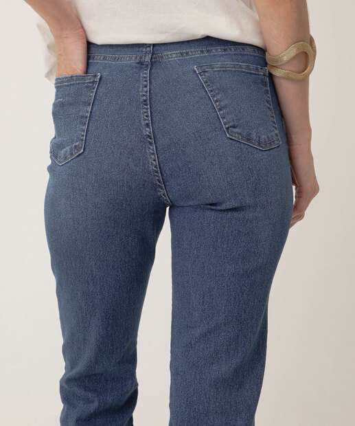 Calça Jeans Feminina Flare Puídos Cintura Alta