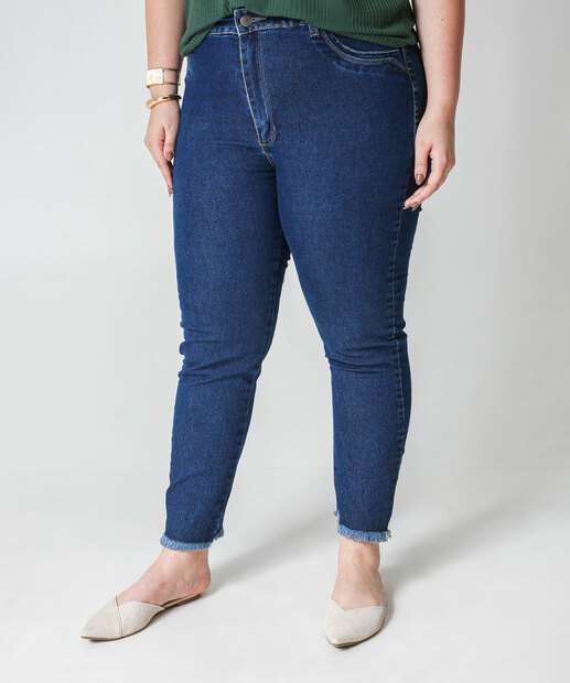 Calça Plus Size Feminina Jeans Skinny Push Up Sawary Azul