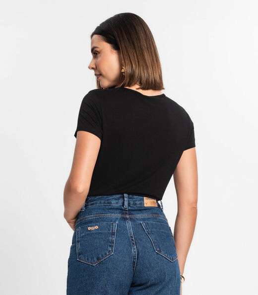 Blusa Feminina Viscotorcion Básica Rovitex Preto