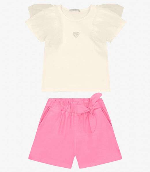 Conjunto Blusa com Shorts cotton leve Trick Nick Off White