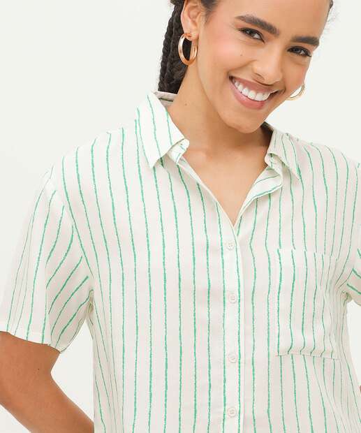 Camisa Cropped Feminina Listrada Manga Curta Marisa