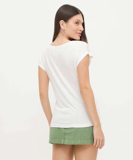 Blusa Feminina Estampa Tropical Manga Curta Marisa