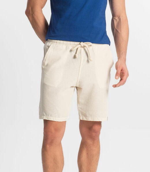 Bermuda Masculina Sarja Elástico E Bolsos Shift Bege