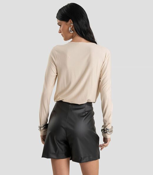 Blusa Feminina Degagê em Malha de Viscose Dianna Bege