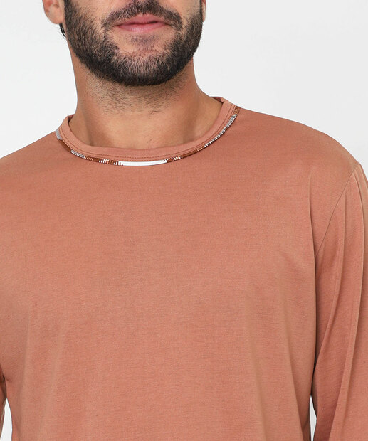 Pijama Masculino Xadrez Manga Longa MR Marrom