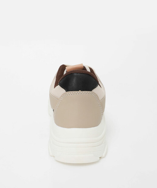 Tênis Feminino Casual Recorte Off White