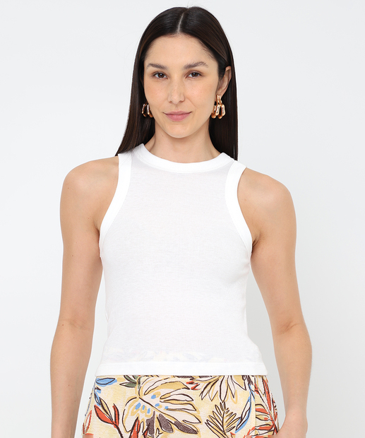 Blusa Regata Feminina Canelada Marisa Off White
