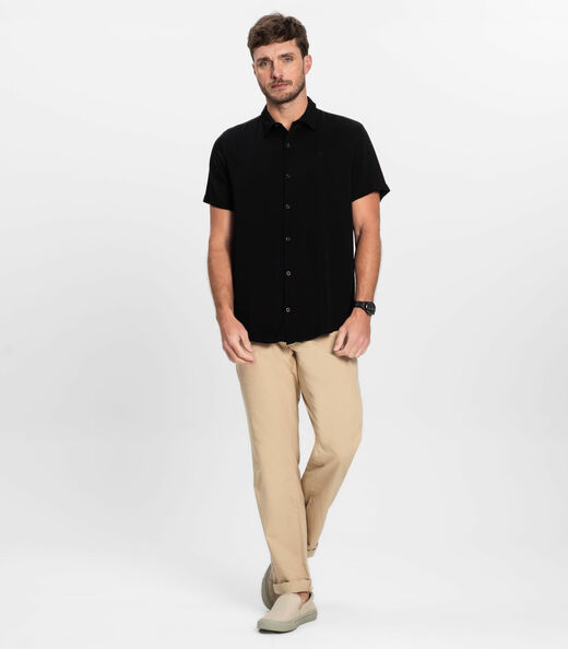 Camisa Masculina Manga Curta Diametro Preto