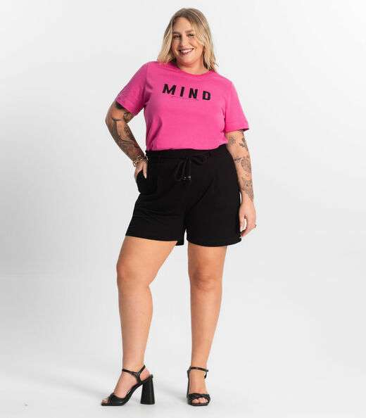 T- Shirt Feminina Plus Size Secret Glam Rosa