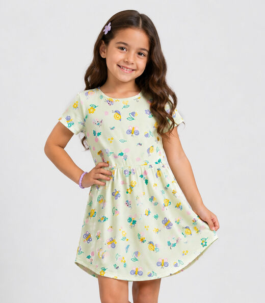 Image_Vestido Curto Infantil Estampado Select Verde