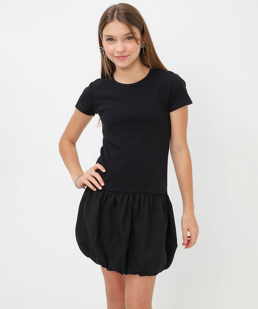 Vestido Juvenil Balonê Marisa Tam 10 ao 16 Preto