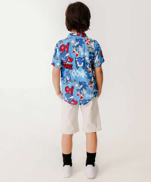 Camisa Infantil Sonic Tam 4 a 10 Azul