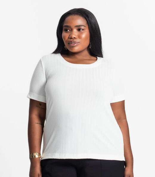 Blusa Malha Delicate Plus Infinita Cor Bege