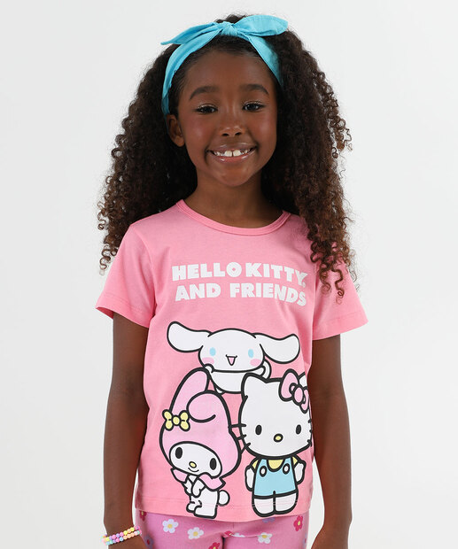 Image_Camiseta Infantil Hello Kitty E Amigos Tam 4 a 10 Rosa
