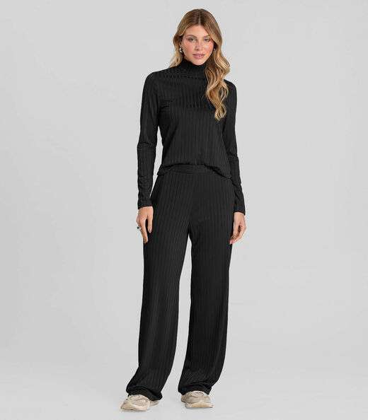 Image_Conjunto Feminino Blusa E Calça Em Ribana Dianna Preto