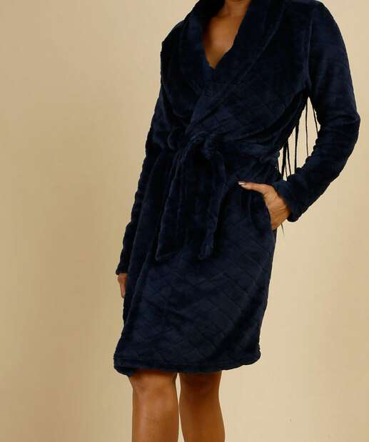 Robe Feminino Fleece Textura Manga Longa Marisa