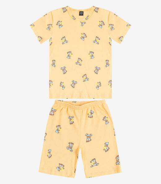 Pijama Infantil Camiseta E Bermuda Select Amarelo