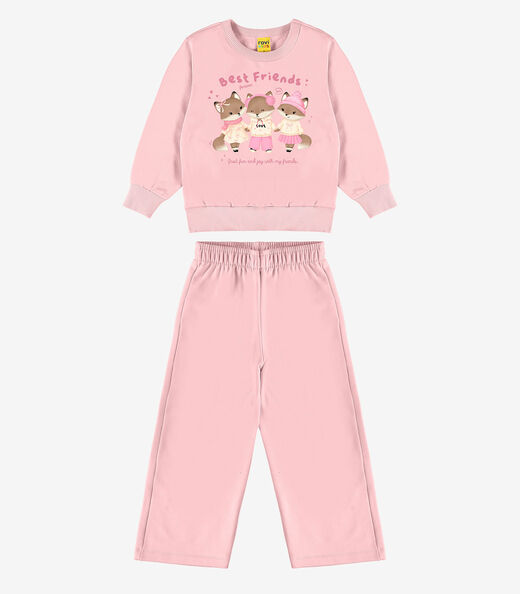 Conjunto Blusão Com Calça Feminina Rovi Kids Rosa