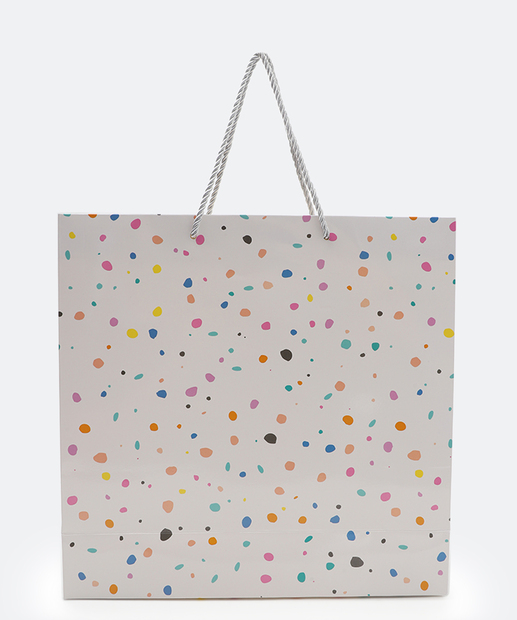 Embalagem Presente Sacola Estampa Confetti Marisa Off White