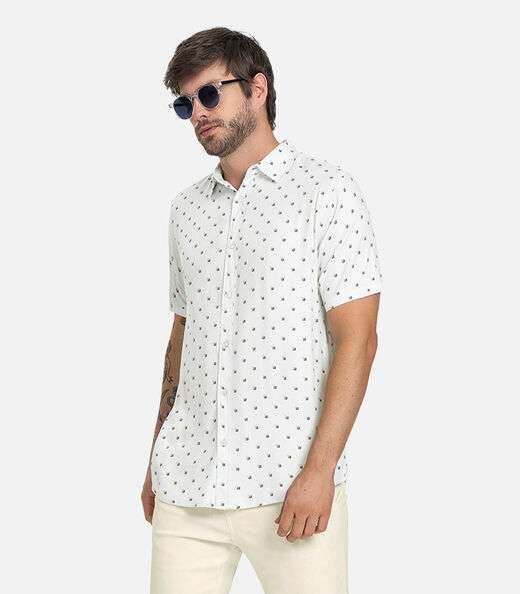 Camisa Masculina Em Viscose Diametro Branco