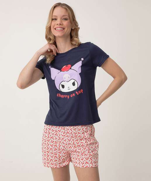 Image_ Pijama Feminino Kuromi Manga Curta SanRio